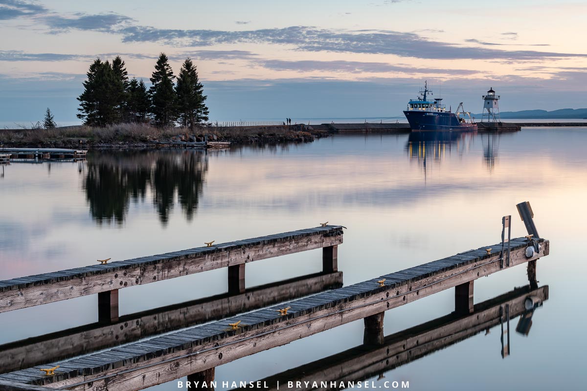 Kiyi at Grand Marais harbor